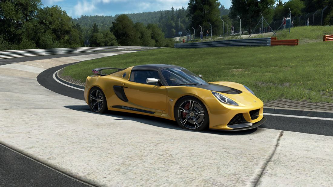 Lotus Exige V6 Cup pisando piano