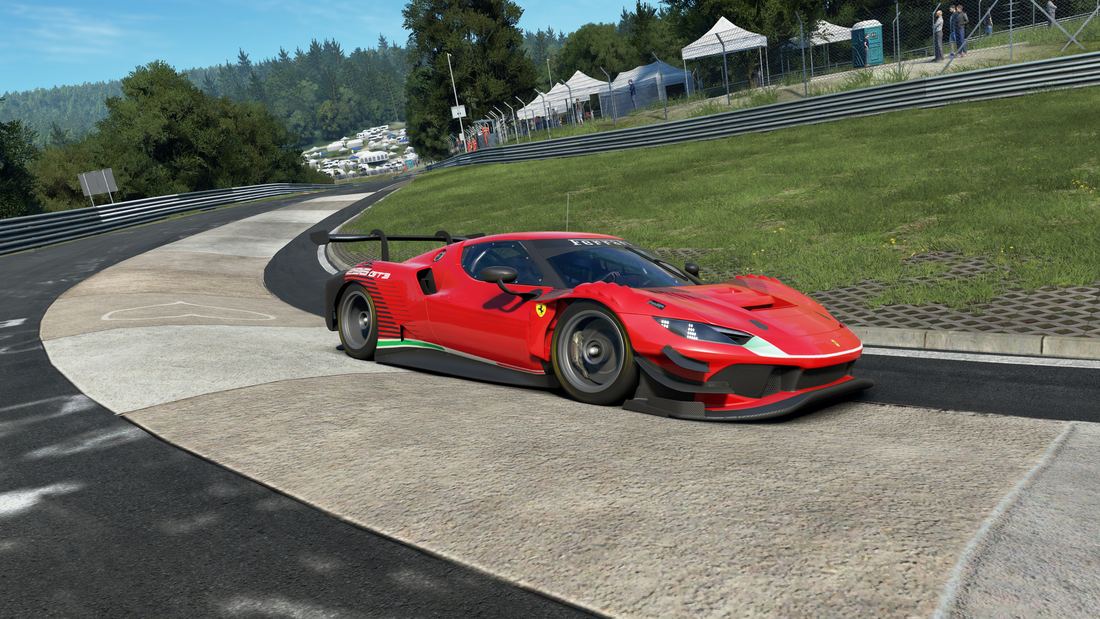 Ferrari 296 GT3 apurando el exterior de una curva